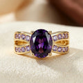 Gold Tone Amethyst Split Band Ring