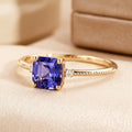 Gold Tone Amethyst Solitaire Ring