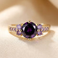 Gold Tone Amethyst Accent Ring
